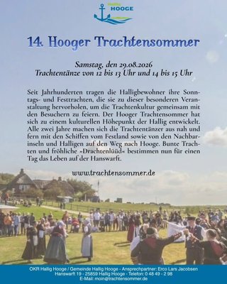 🎶 Bald steht auch der 14. Hooger Trachtensommer wieder an! Zeit und Lust auf Trachtentänze? Dann kommt doch vorbei! Wir freuen uns auf Euch!

Euer Tourismus-Service Hallig Hooge ⚓

#nordsee #wattenmeer #hooge #halligen #sommer